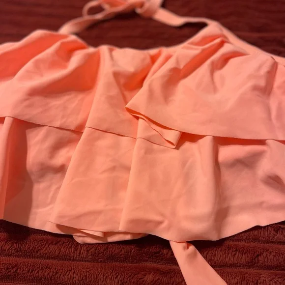 Peach Ruffle Halter Bikini Top - Picture 2 of 5